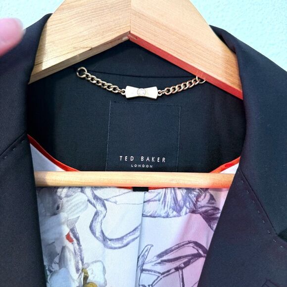 Ted Baker Black Longline Blazer Jacket Size 4 (TED)/ 10 (US) - Picture 3 of 10